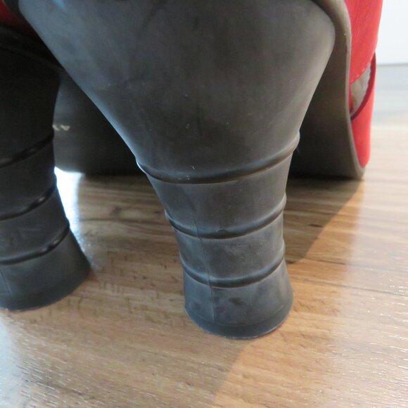 FLY LONDON Amid Suede Peep Toe Perforated Sandals in Red - Size US 10 - 10.5 - Picture 6 of 14